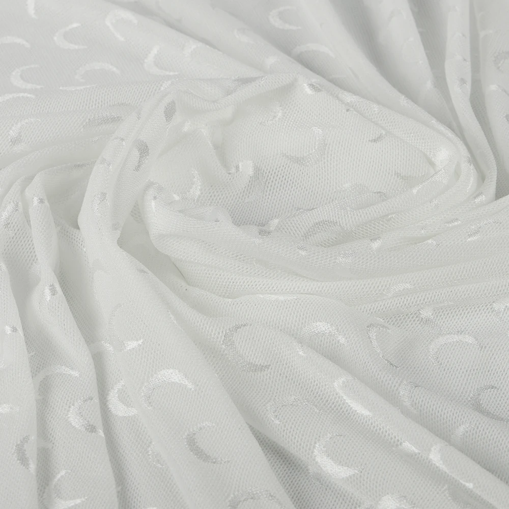 Factory Direct Sales Newly Fashionable White Textile Organza Lace Fabric Flower Embroidery