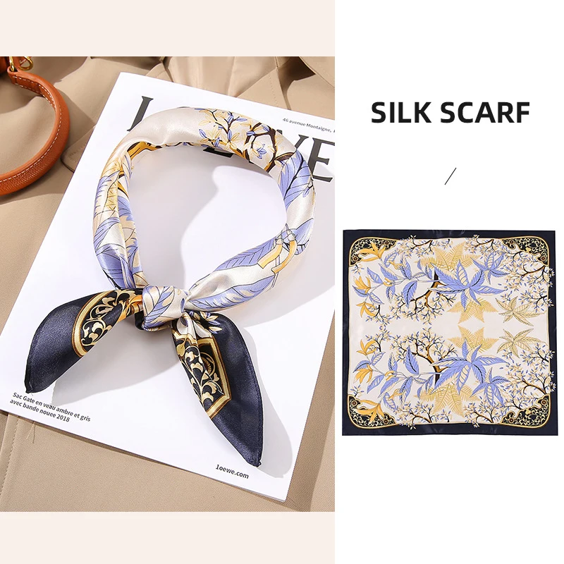Luxury  Pure Silk Scarves Printing Silk Satin Head Scarf for Women