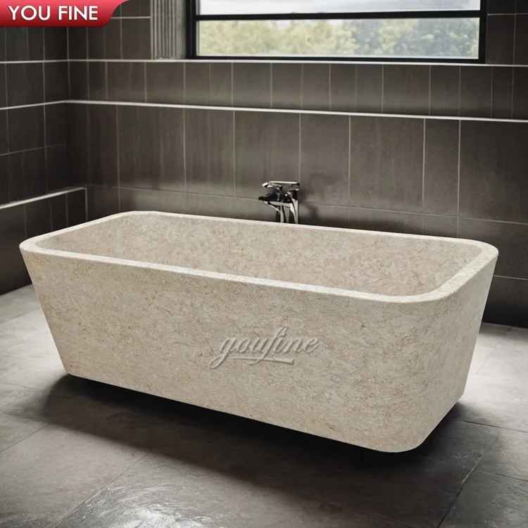 Handmade Oval Natural Antique Stone Bathtub Freestanding Marble Bath Tubs