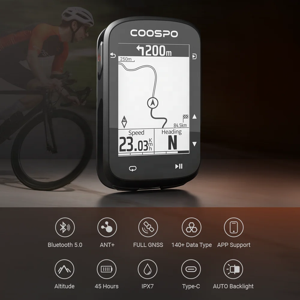 COOSPO CS500 Navigation Bluetooth ANT+ GPS Bicycle Computer with Radar Sensor