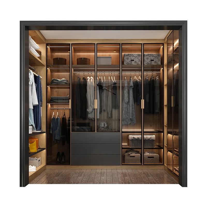 System Ajastable walkin wardrobe Cloakroom Melamine Wardrobe Style Bedroom Aluminum Modern Bedroom Furniture Home Furniture