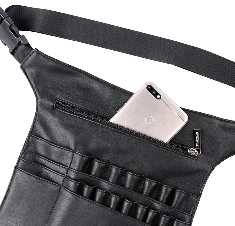 Портативная косметичка из искусственной кожи на заказ, черная сумочка для косметики с держателем для кистей