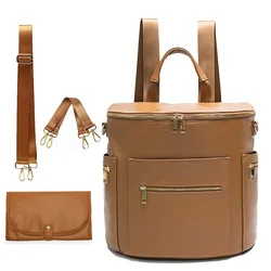 Leather Diaper Bag Custom Vegan Leather Luxury Mummy Baby Backpack Diaper Bags