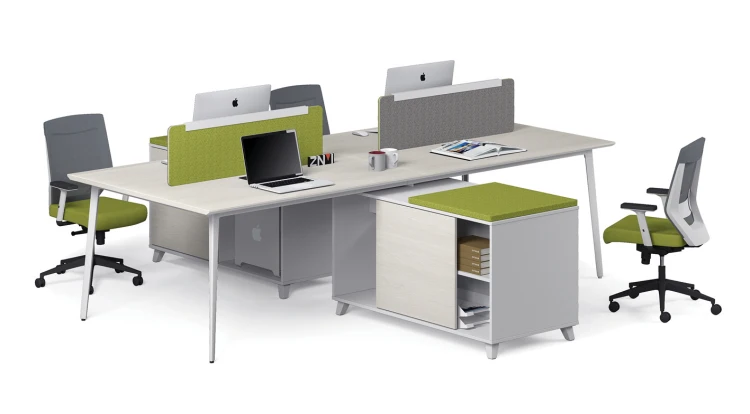 Black Aluminum frame 4 person workstation, modern design office table photos