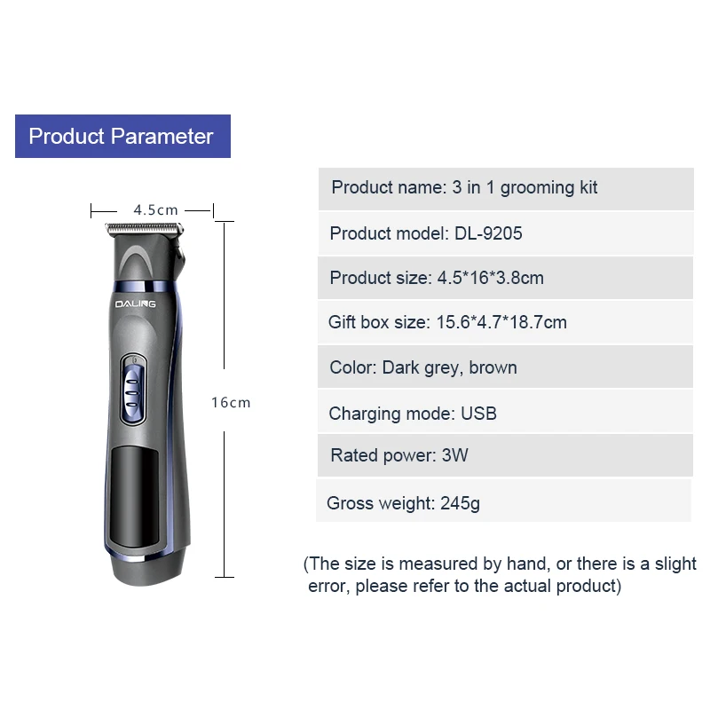 Professional cheap electric 3 in 1 suit nose trimmer hair trimmer shaver beard trimmer stainless steel blade grooming kit
