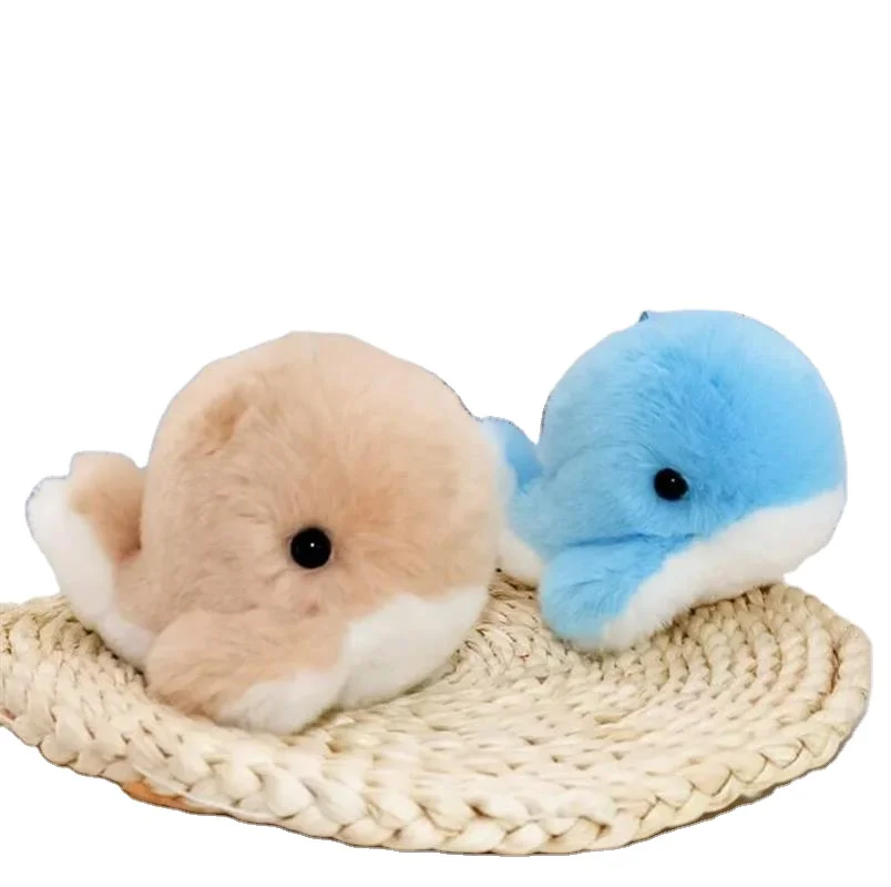 12cm Cute Ocean Toys Plush Blue Dolphin Stuffed Animal Faux Fur Keychain for Kids Bag Purse Backpack charm Trinket Gift