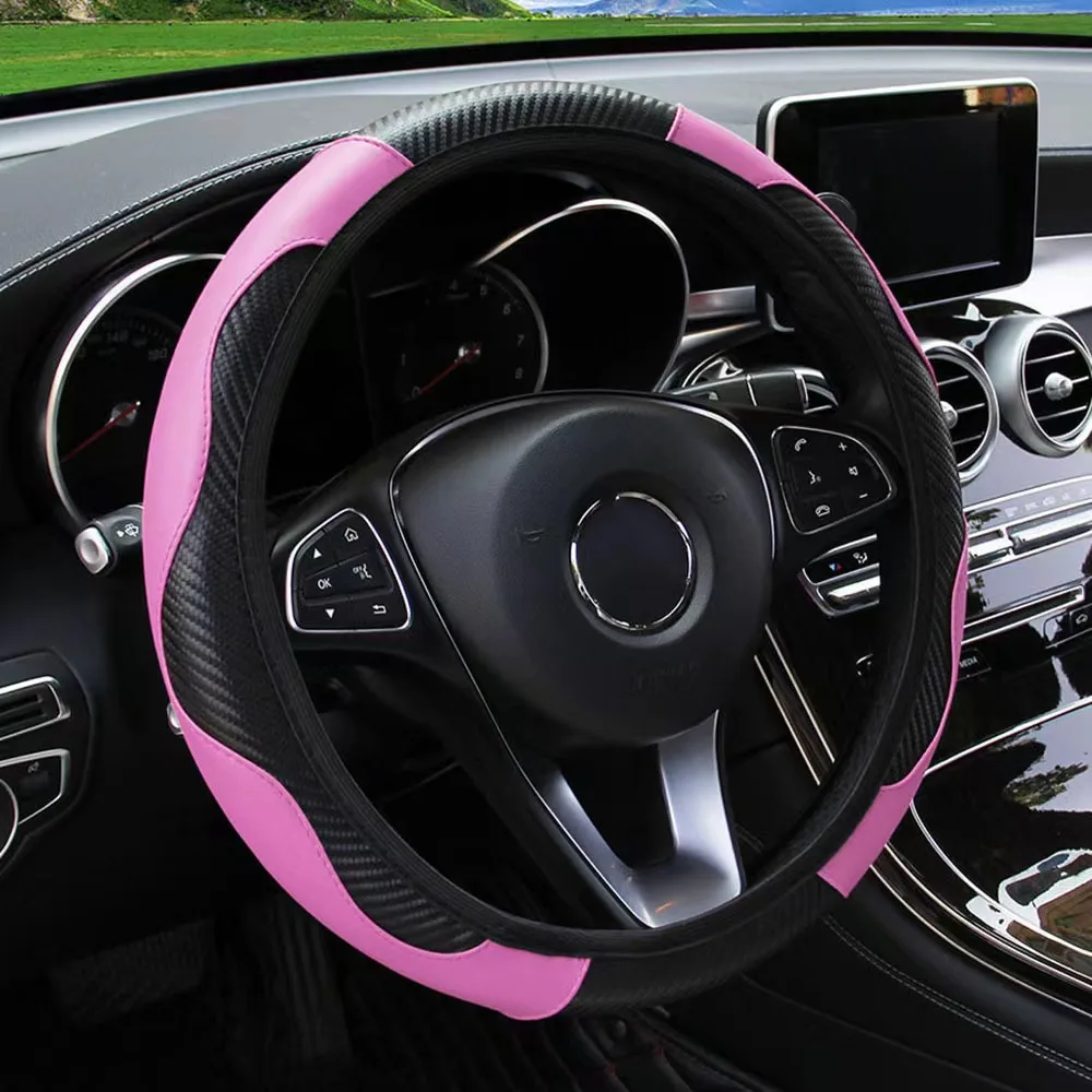 New car steering wheel cover carbon fiber sports without inner ring elastic elastic leather handle cover