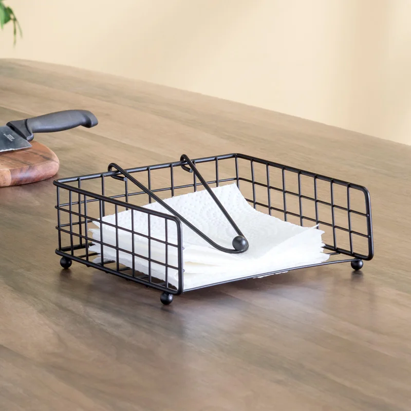 Restaurant Cafe Metal Napkin Holder Chrome Wire Paper Collection Napkin Holder