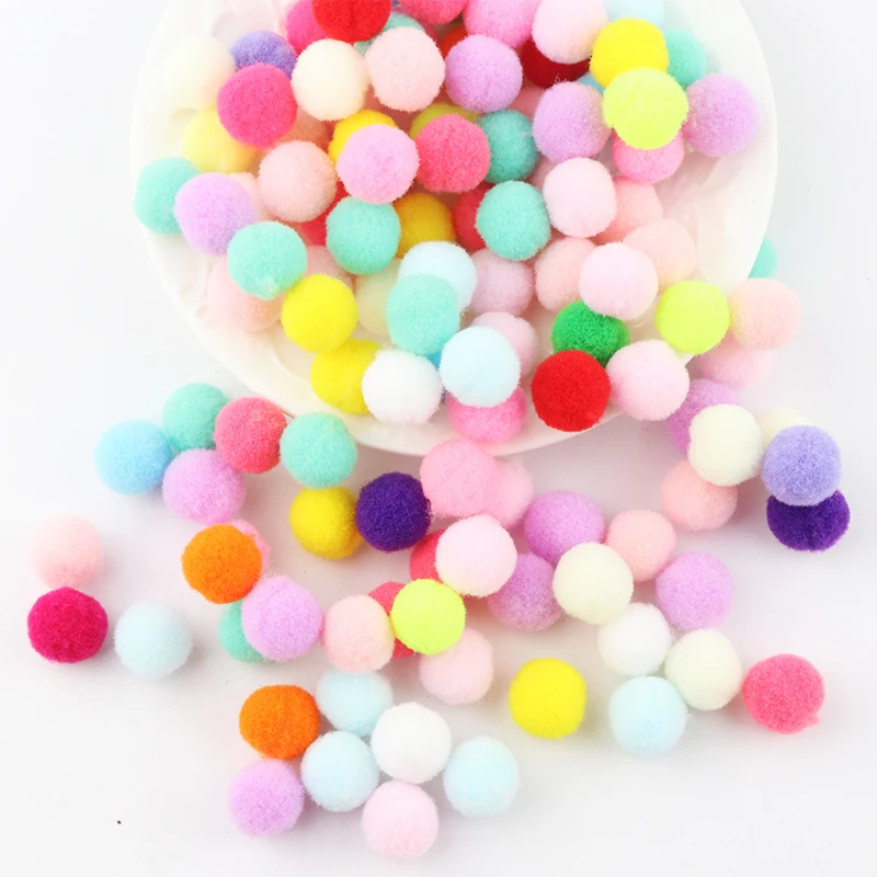 300 шт./пакет мягкая и пушистая; Верх: помпоны-10 мм Плюшевые Pom Poms мяч 1 см