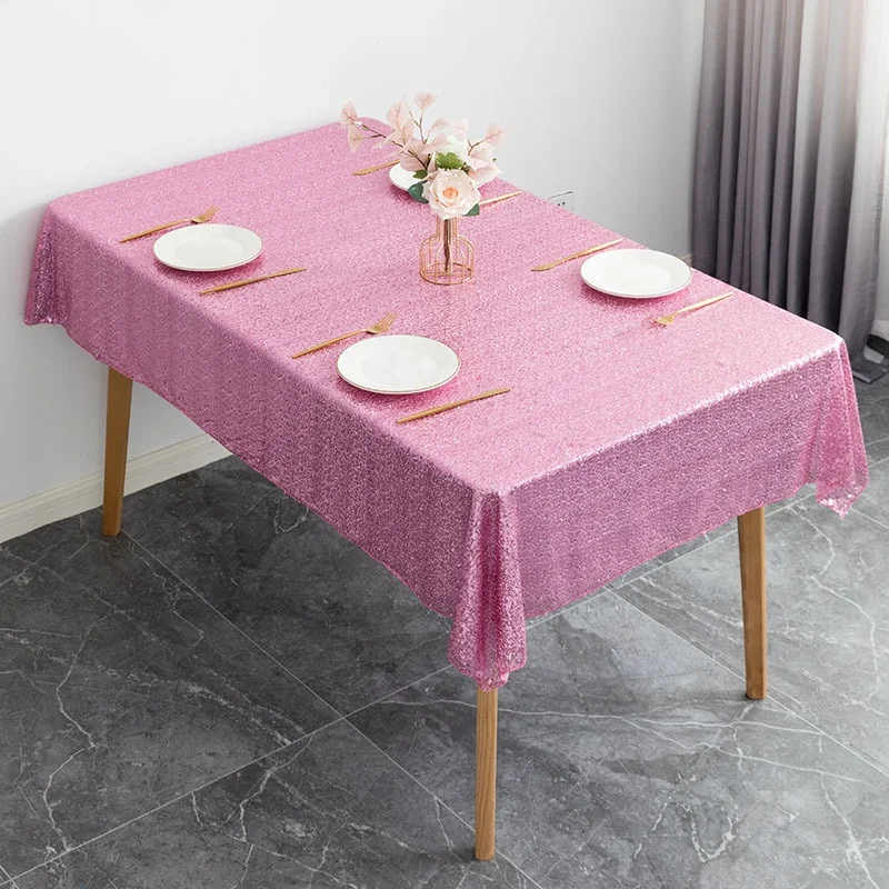 Gold Embroidered Sequin Shiny Table Cover, Sequin Mesh Tablecloth For Party Wedding Celebration Banquet Event