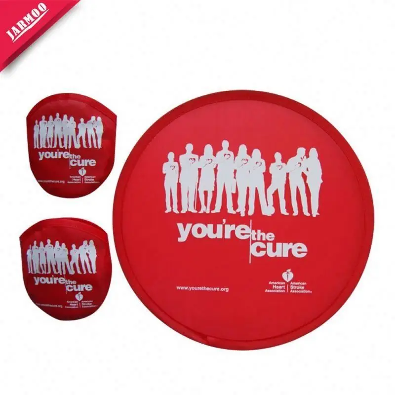 Promotional Cheap Custom Polyester Hand Fan Portable Foldable Flying Disc Nylon With