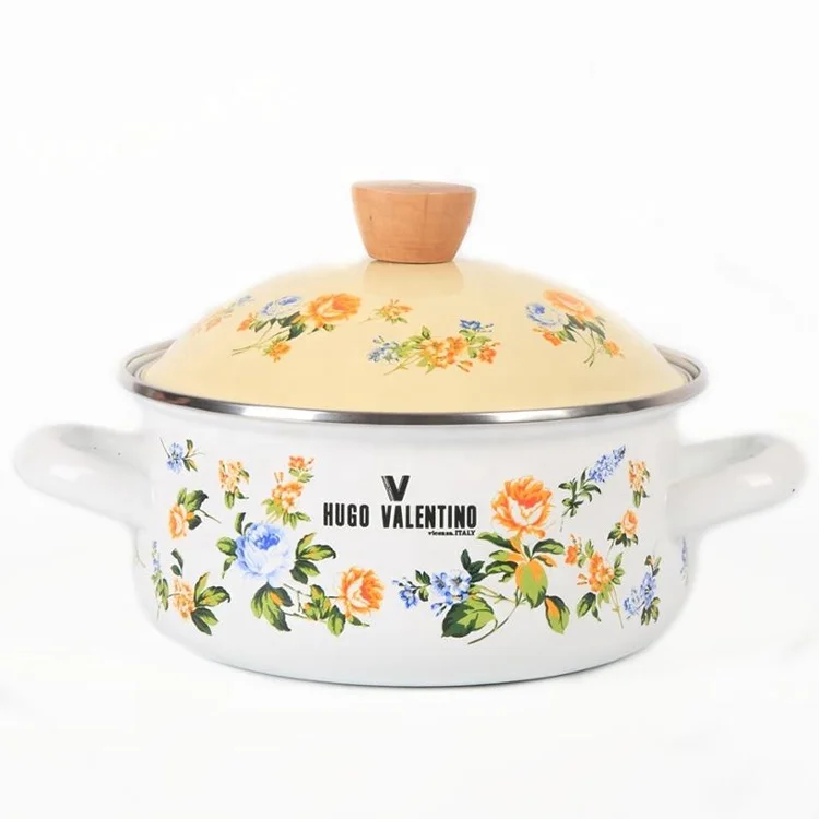 Японский стиль эмалированная посуда кастрюля с полной наклейкой