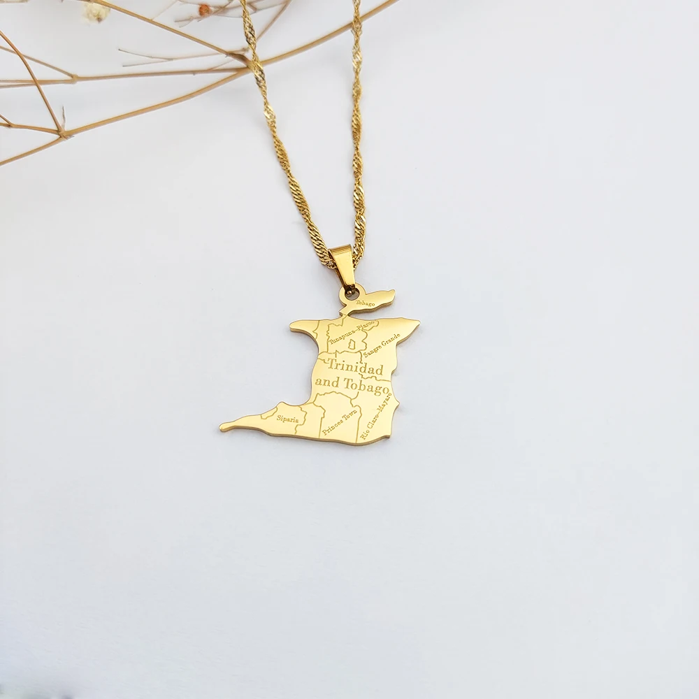 Trinidad Necklace Stainless Steel Jewelry Trinidad Flag Fashion Jewelry Necklaces Trinidad And Tobago Country Map Necklace