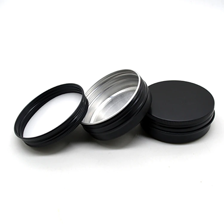 2oz  Black Metal Lip Balm Container with Screw Lid Tin Metal Aluminum Tin Can
