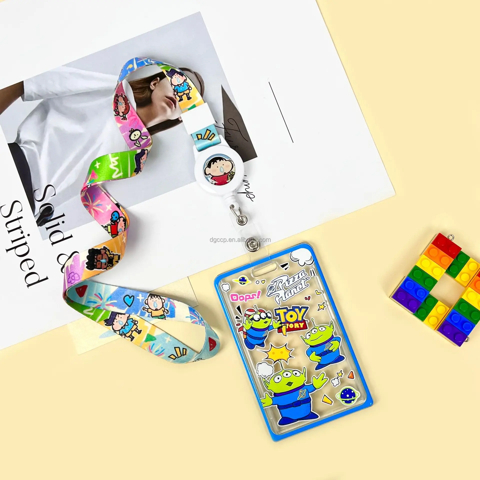 Cute Cartoon transparent Alien Buzz Light year Woody Card Holder Lanyard Anti-Lost Name Badge Bus Work ID Card Case with Lanyard