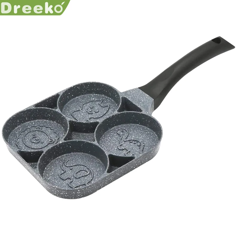 Die Casting Square 4 Cups Animals Models Marble Nonstick Coating Aluminium Bakelite Handle Egg Frying Pan