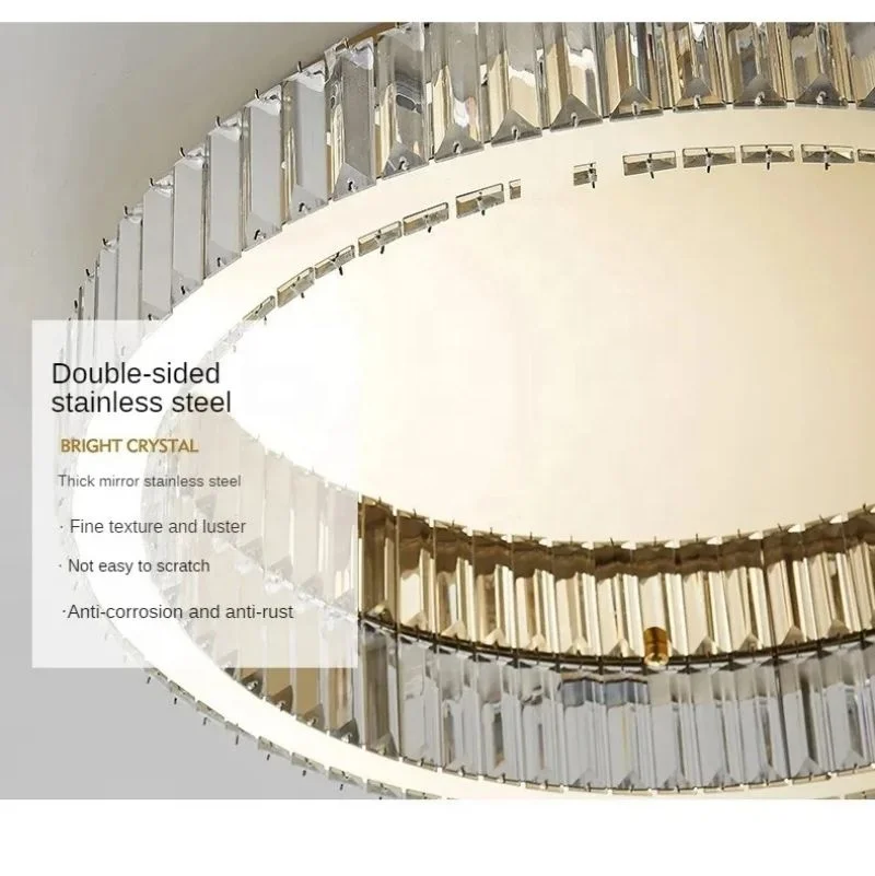 Modern Creative Crystal Round Ceiling Chandelier for Living Room Bedroom Decorative Led Indoor Lighting Fixture