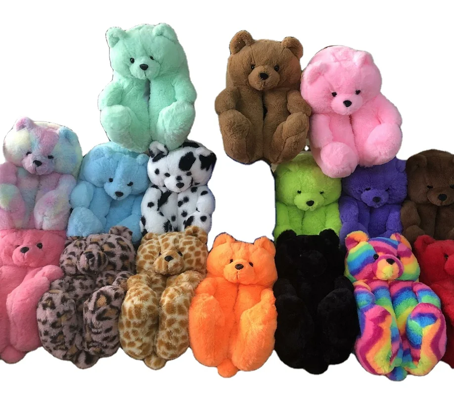 
 Фабричное производство, оптовая продажа обуви, тапочки 2021, дешевые зимние плюшевые Тапочки медведя, домашние меховые плюшевые тапочки для девочек  