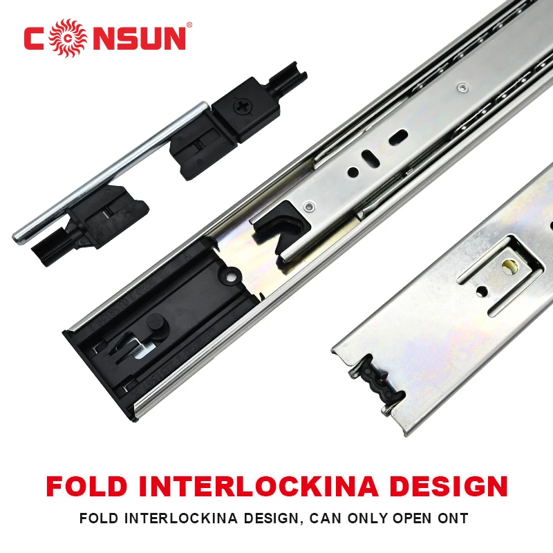 CONSUN Telescopic soft close mount Interlocking anti tipping drawer slides