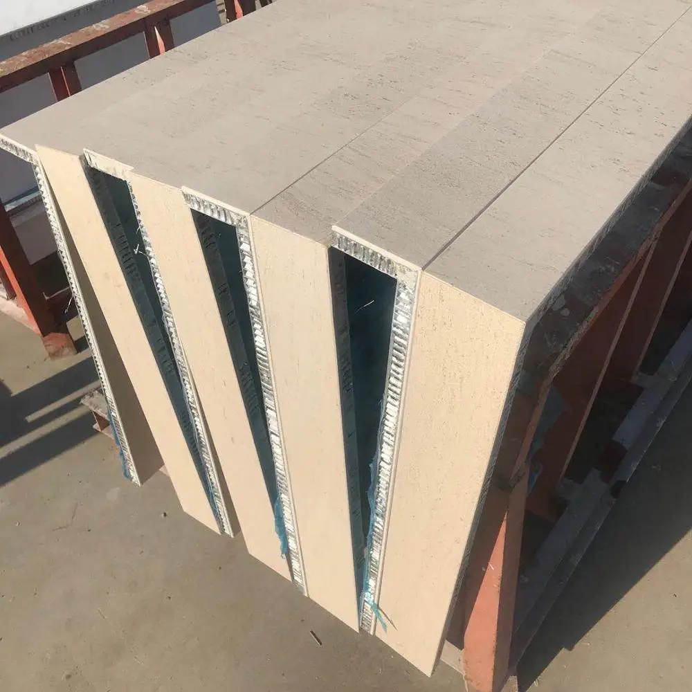 NEW WANLONG STONE L Shape Natural Marble Beige Limestone Composite Aluminum Honeycomb panels for Exterior Wall