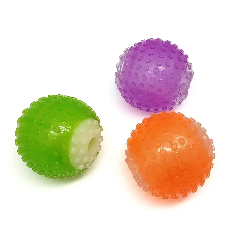 attractive dog chew ball,glow at night ,treats and squeaky toy for dog grind teeth