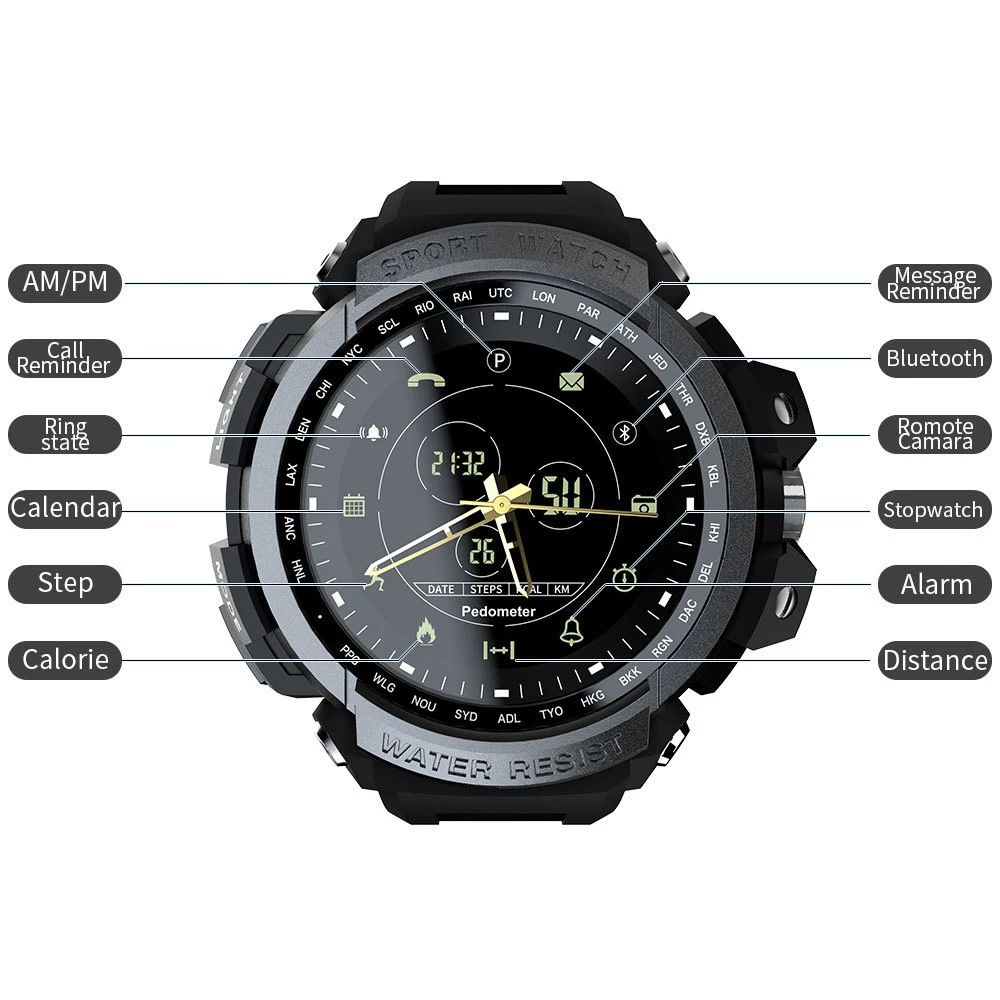 New Multifunctional Double Display Night Light Waterproof And Sweat Proof Sports Watch