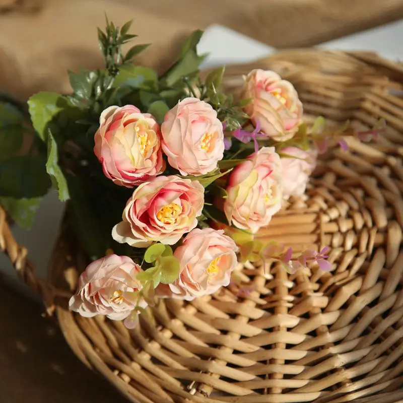 China high quality wholesale artificial flowers head factory price cheap silk plastic rose flower