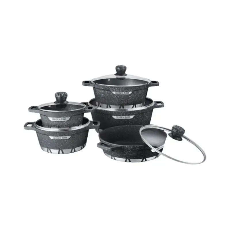 Home Party 10pieces Die Cast Granite 20/24/28/32/28cm Cookware Set Traditional Chinese  Cookware Set Non-Stick