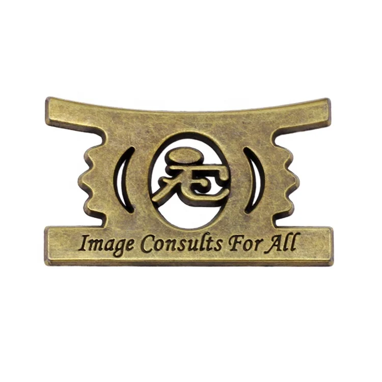 Custom design antique brass label hollow logos embossed private plate badge for furniture decoration