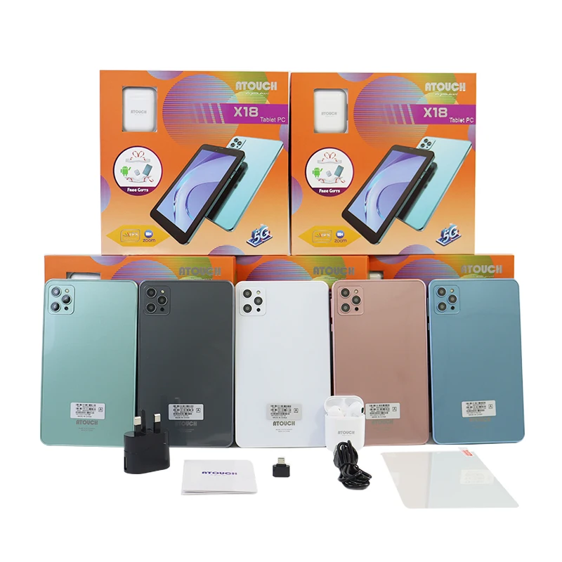 New Arrival ATOUCH 7 Inch Android Tablet Quad Core 5G Phone Calling Dual Sim Tablet PC With Anti-fall Case