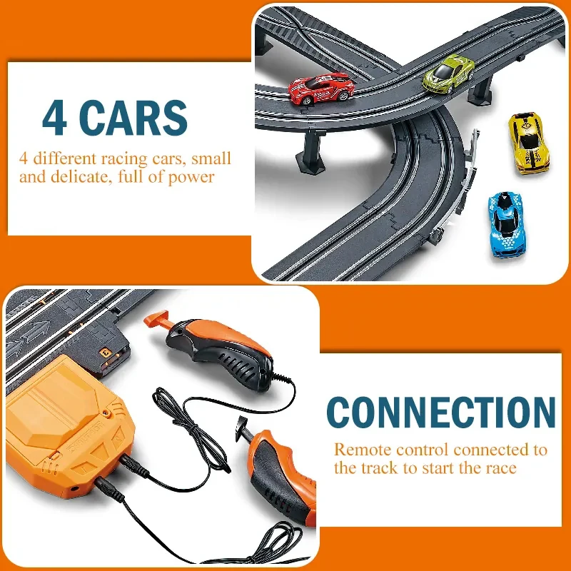 1/64 Scale Rc Slot Car Race Track Toy Car Electric Powered Slot Car Race Track