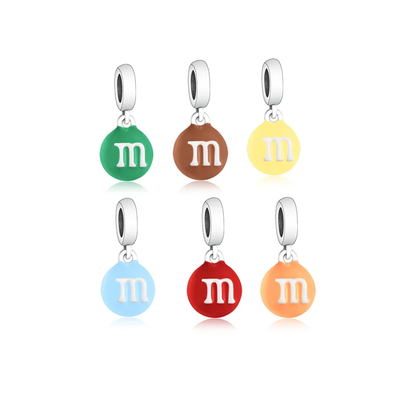 Factory Price Fashion 925 Sterling Silver  M Chocolate Beans Shape Dangle Beads Charms