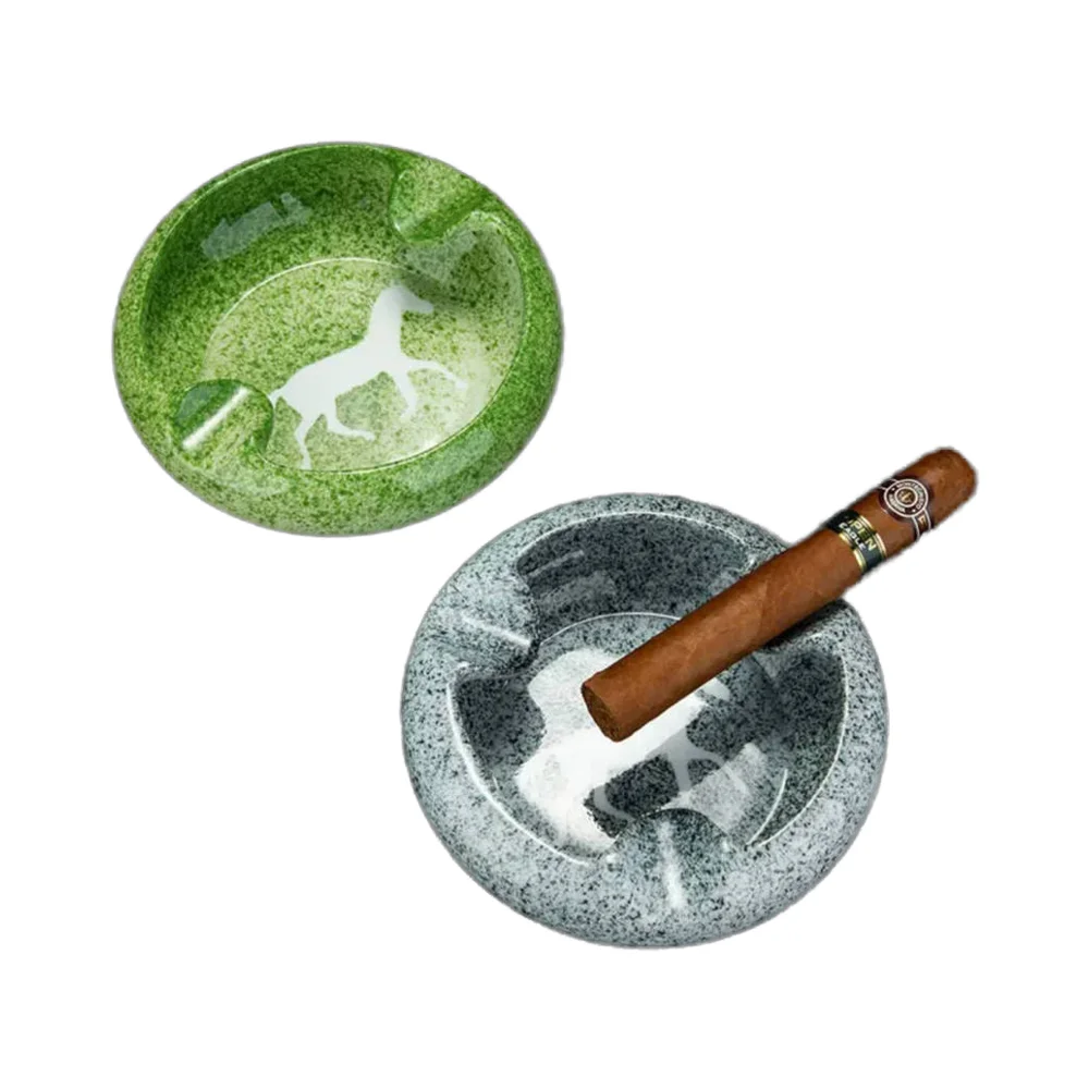 Бесплатный образец Лидер продаж 2 слота глянцевая керамическая пепельница в современном стиле красочные прочные бездымные Бытовые аксессуары для курения