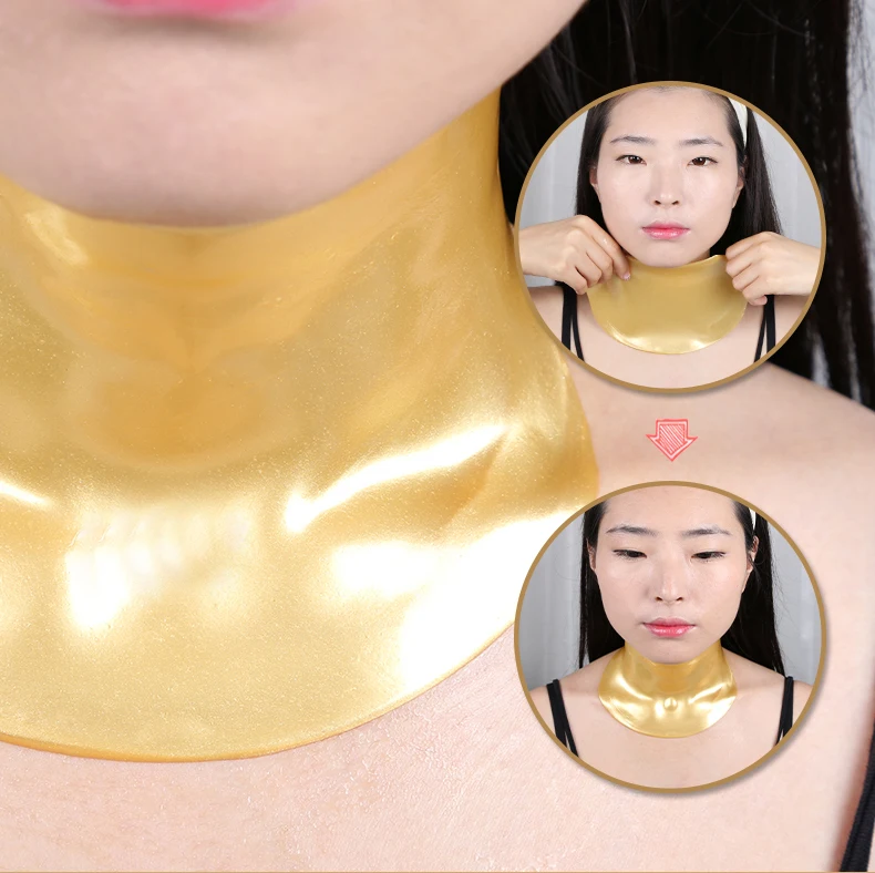 Private label lightening moisturizer lifting anti wrinkle pad 24k gold collagen neck mask sheet patch