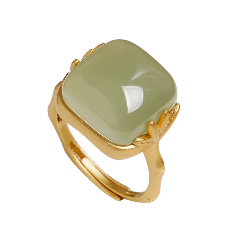 Sailing High Quality Natural Emerald Jade Rings CZ Jade Ring for Women Fashion Jewelry