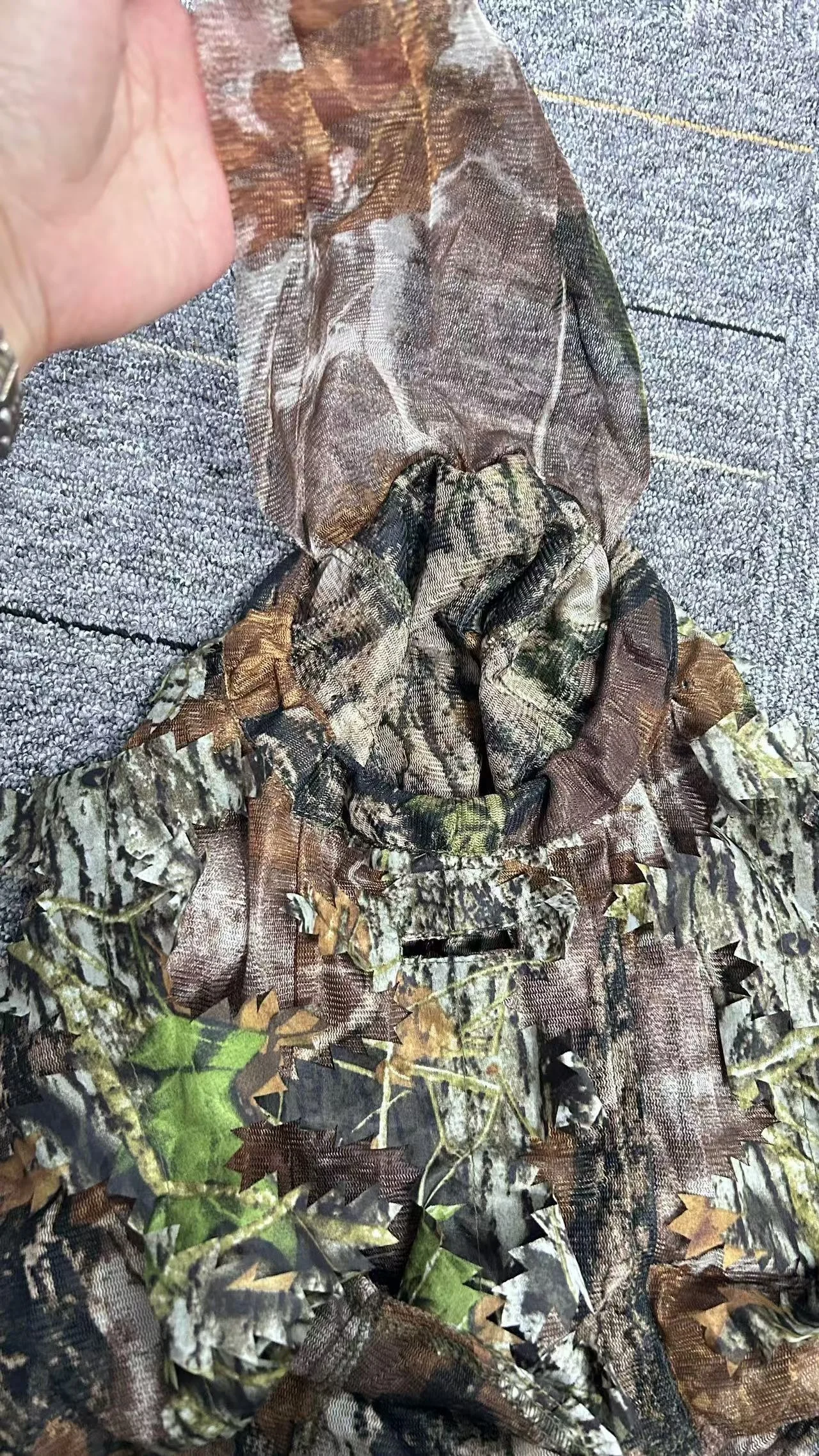Camo 3D Leaf Ghillie Camouflage Face Mask Full Coverage Breathable Hunting Mask with mouth open