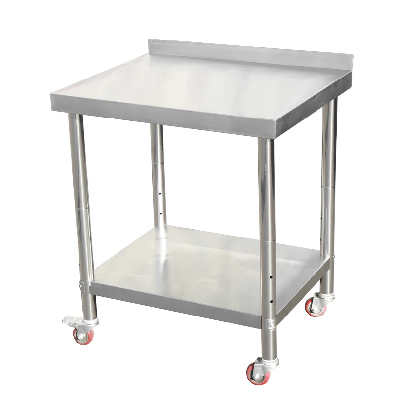 Commercial Work Table Stainless Steel Food Prep Workbench with Casters Kitchen Worktable