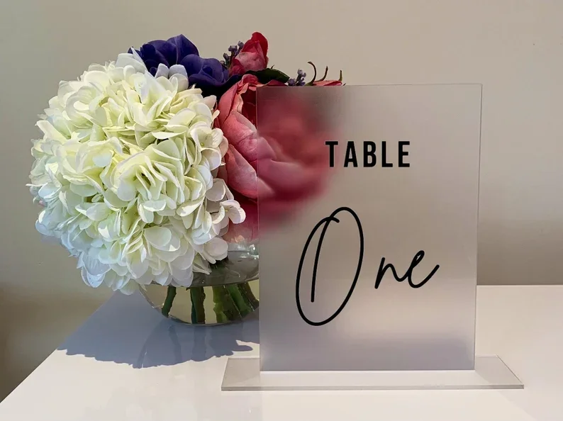 Acrylic Table Number With Stand Frosted Acrylic Table Number Sign Acrylic Menu Sign  Personalised Event Table