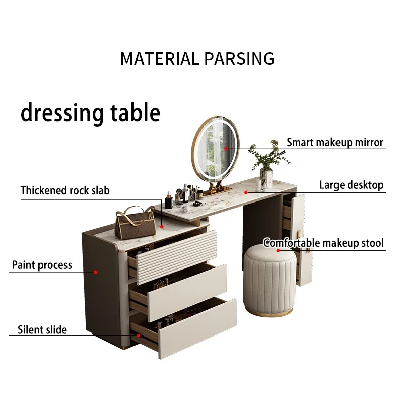 Simple Design Bedroom Furniture Vanity Dressing Table With LED Light Mirror