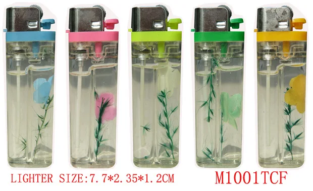 colorful head plastic disposable Lighter with flower in it-china lighter manufacture