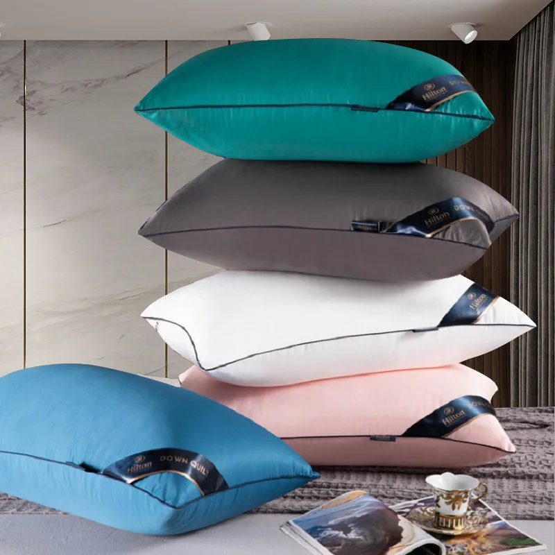 Wholesale Hotel Collection Bed Pillows for Sleeping Home Hotel Pillow Case Hilton Pillow 1000g with Bag