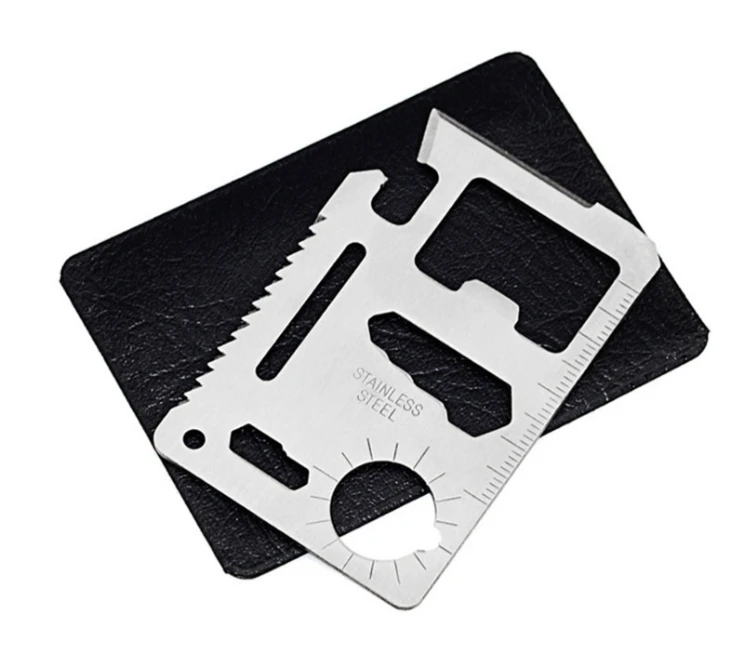 Stainless Steel 11 in 1 Survival Knife Multi Tool Portable Camping Survival Credit Tool Knife Card Outdoor Lifesaving Tool