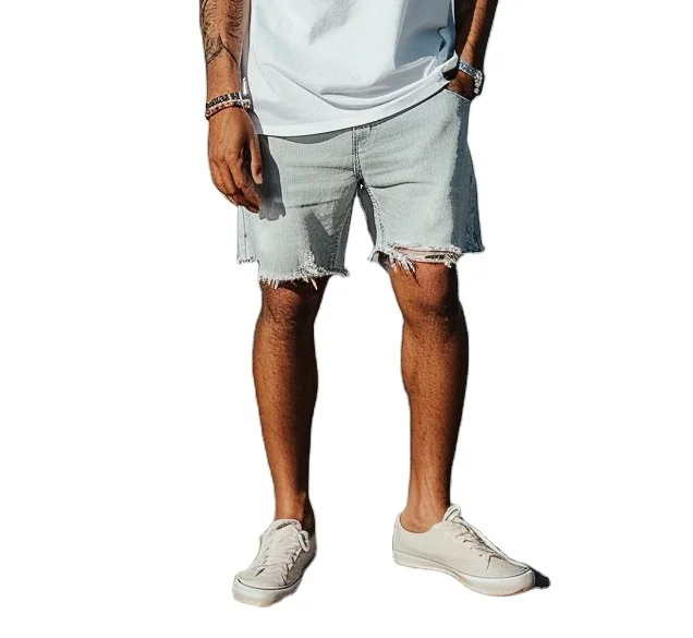 Custom Logo Printed New Style Mens Jorts Loose Slim Demin Jeans Shorts Breathable Manufacturer Cotton Fit Summer Jeans for Men
