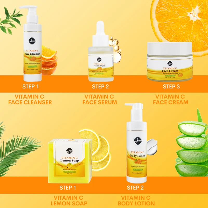 Private Label Vegan Whitening Skin Care Set Black Natural Skin Care Organic Facial Cosmetic Set for Skin Care