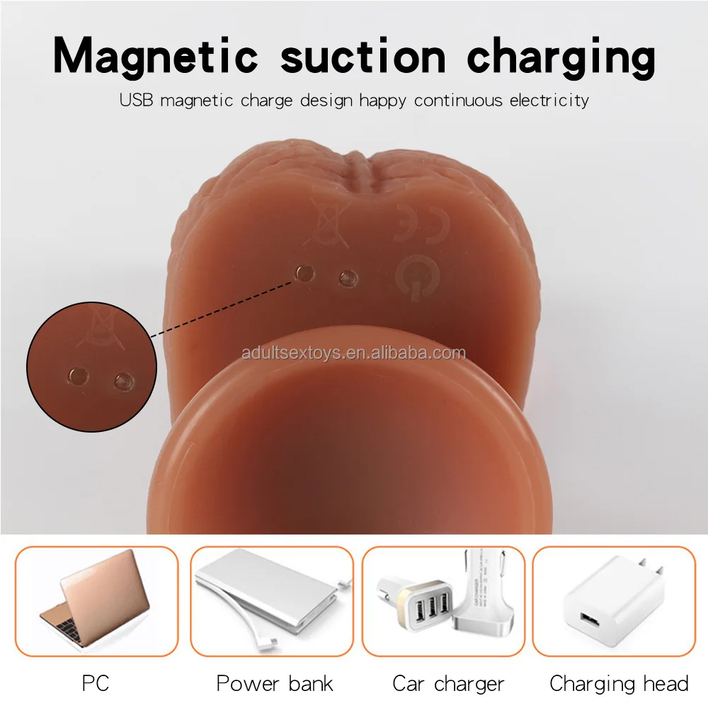 7.87' Heated Dildo Vibrator Telescopic Dildo Real Skin Feel Suction Cup Vibrating Thrusting Realistic Dildos