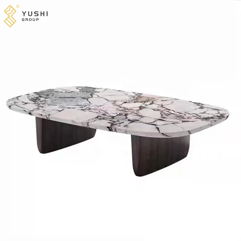 Yushi Group Modern Luxury Gold metal base marble top Coffe Table Set Marble Oval Coffee Table Low High For Living Room