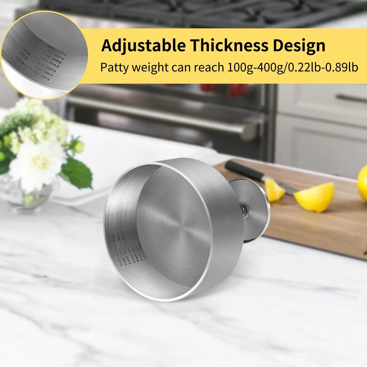 Антипригарная пресс-форма для гамбургеров из нержавеющей стали регулируемая с пружинной кнопкой