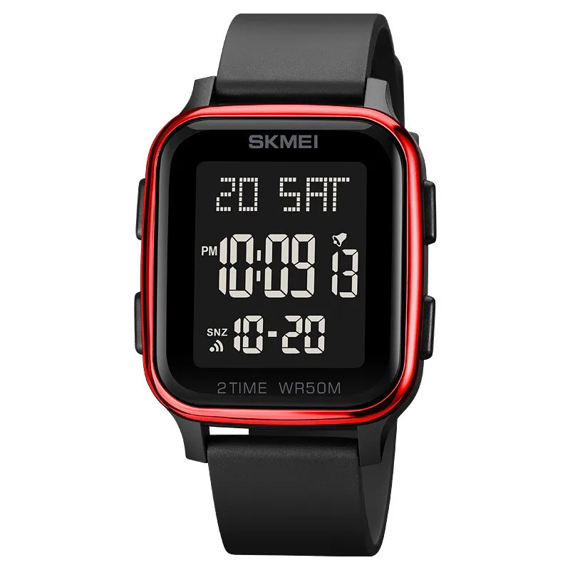 OEM Skmei 1858 Fashionable Black Personalized Trendy Sports Hot Selling Electronic Watch Square Waterproof Digital Watch