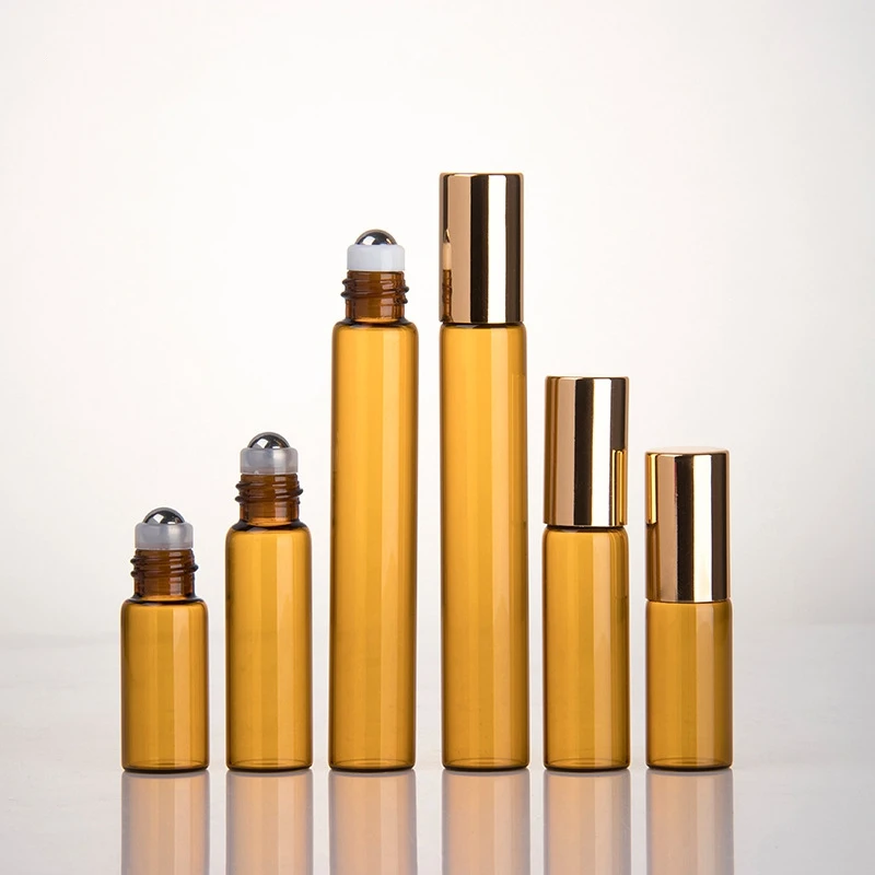 Free sample empty amber 3ml 5ml 10ml glass essential oil roller bottles
