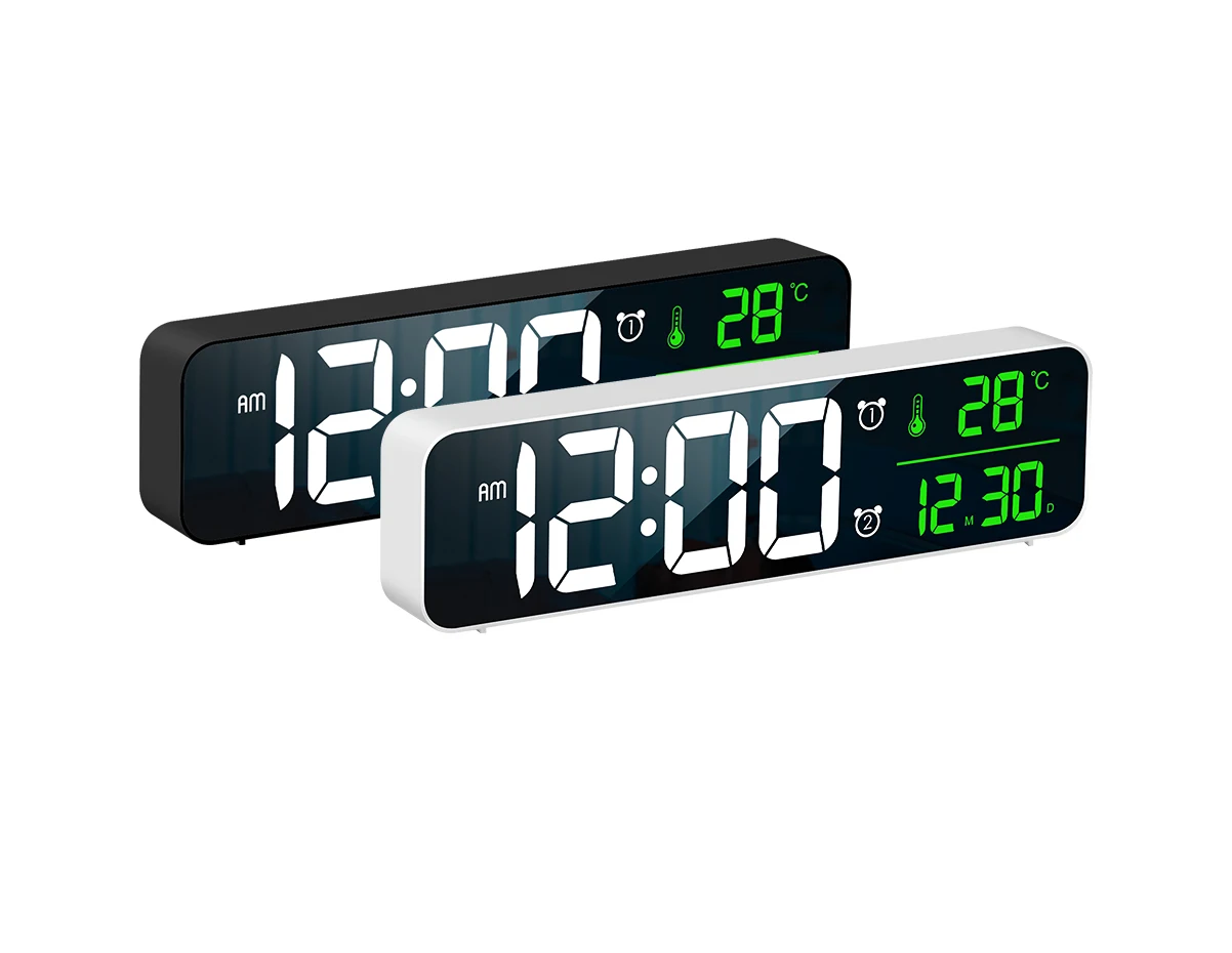 LED Alarm Wall Clock for Bedroom Easy Use Digital Clock with LED Large Display Screen with Temperature